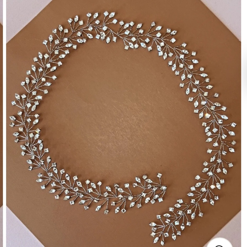 Bridal hair vine by Ellee Couture with Swarovski crystals
